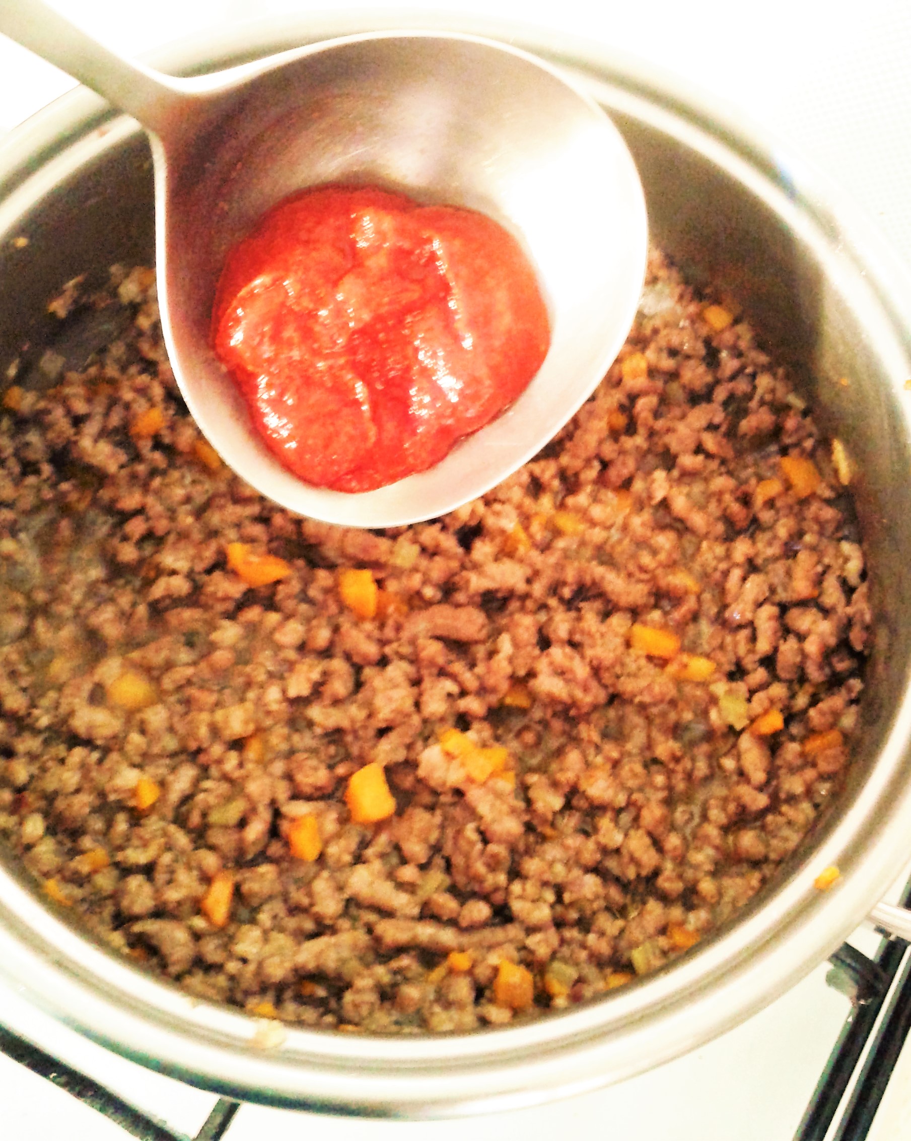 aggiunta di passata di pomodoro